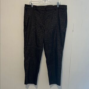NWT LOFT Women’s Dark Checkered Black and Metallic Gold Pants The Riviera I9